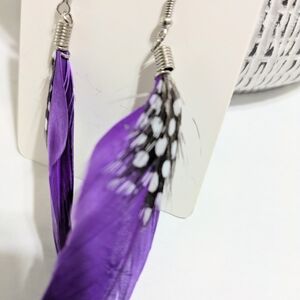 Vibrant Purple Feather Earrings